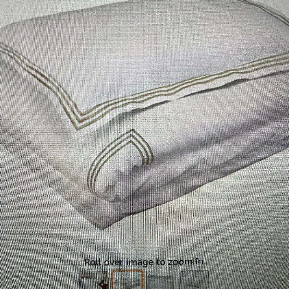 Wamsutt King Size White Duvet Cover and Shams with Gold Trim